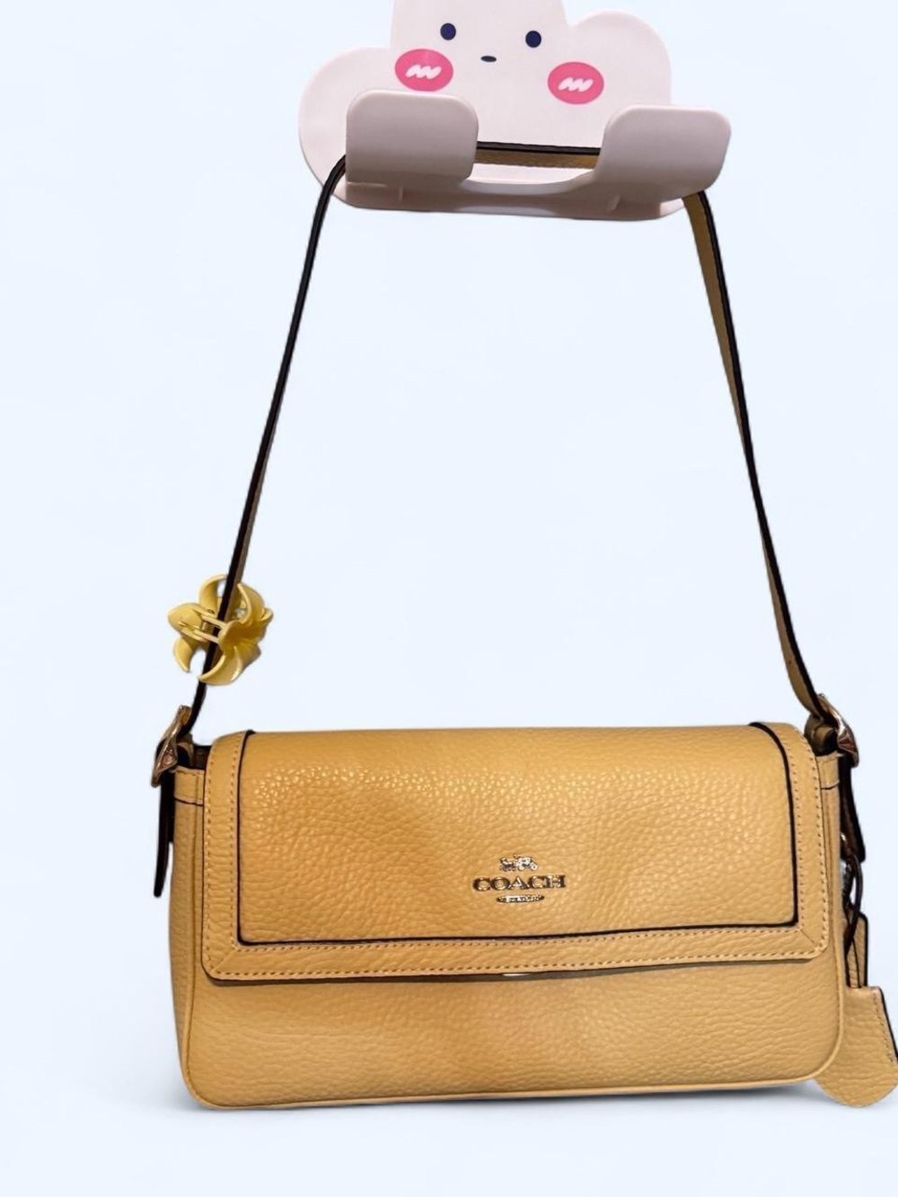 COACH Etta Leather Shoulder Bag in Pastel Yellow
